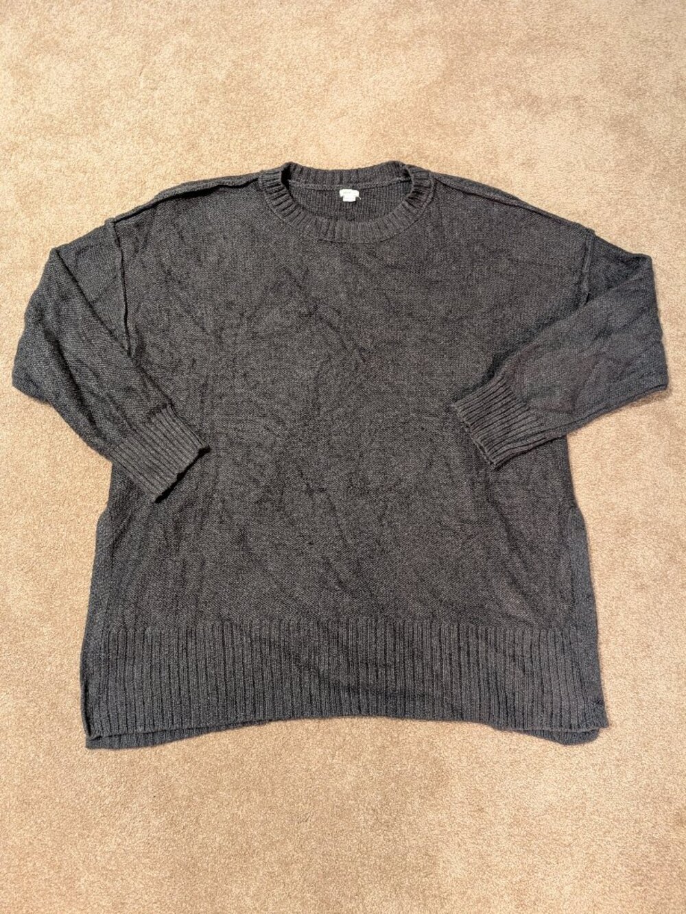Aerie Charcoal Textured Knit Oversized Slouchy Tunic Sweater size small